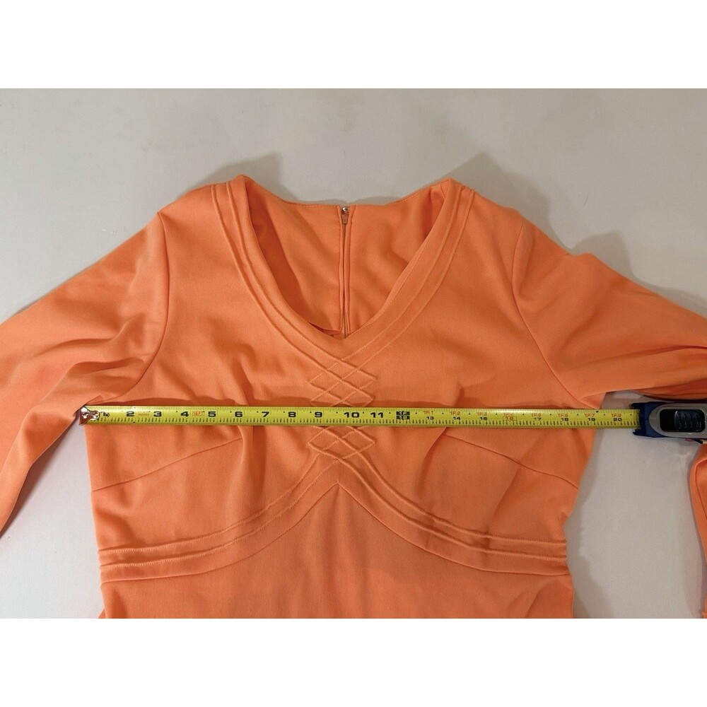 Vintage Lady Laura Toni Todd Neon Orange 70s Maxi Dress L/S - Picture 6 of 16